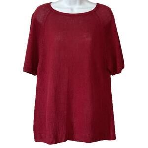 Max Mara Linen Sweater Size L Maroon Short Sleeves Longline Top